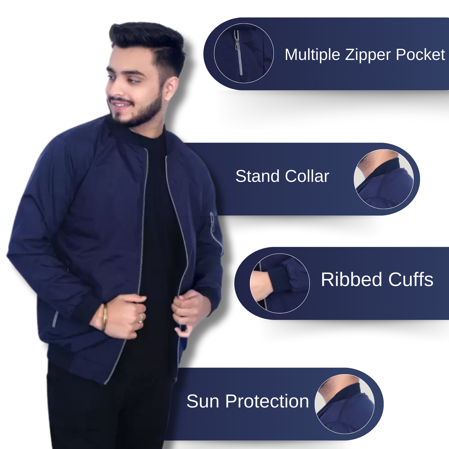 Caraba Men's Sunscreen Jacket | UV Protection, Lightweight Summer Wear, Prevents Sun Tanning, Stylish