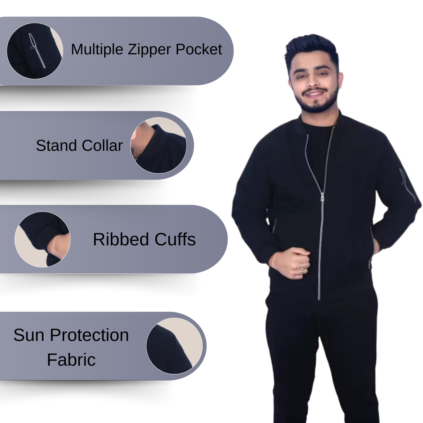 Caraba Men's Sunscreen Jacket | UV Protection, Lightweight Summer Wear, Prevents Sun Tanning, Stylish