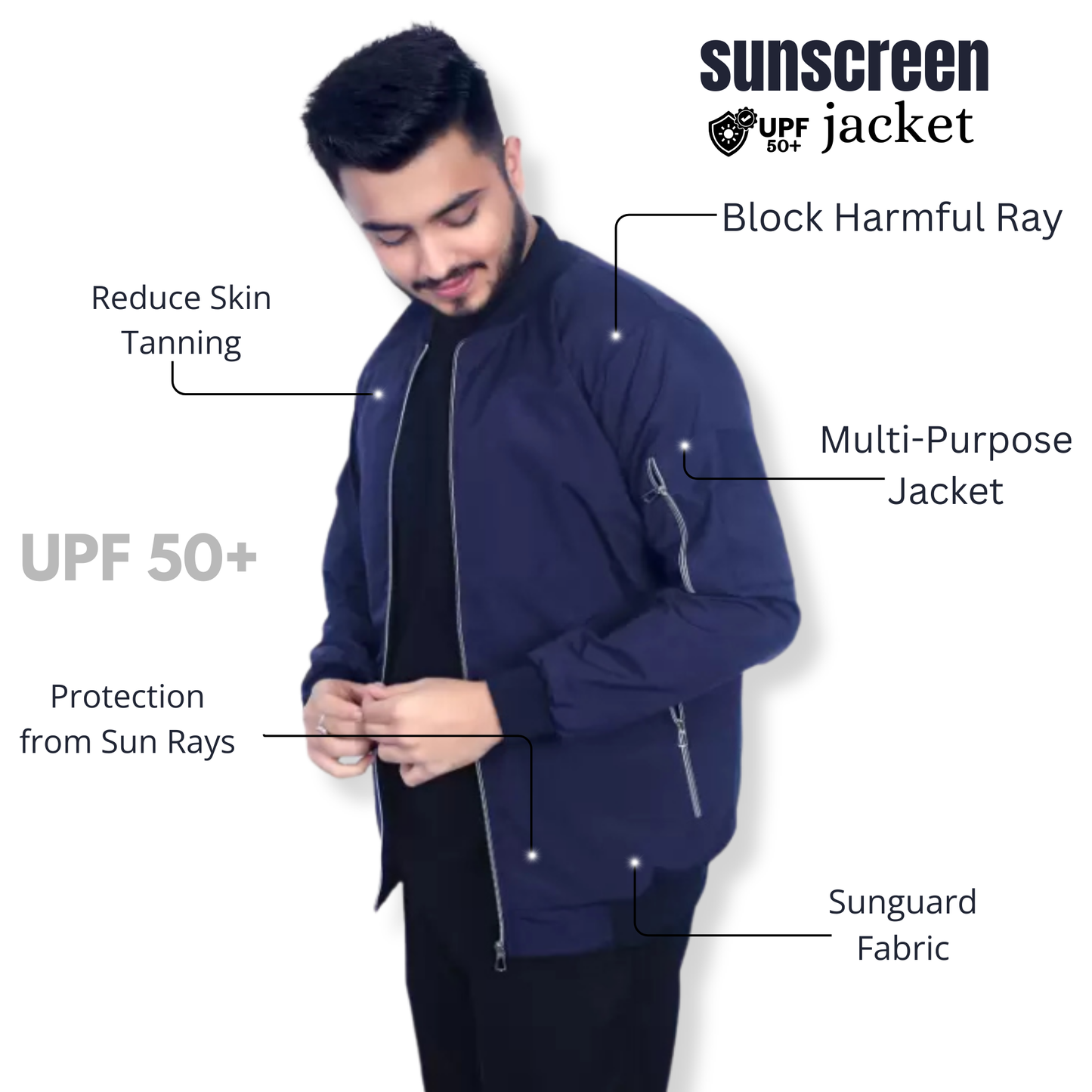 Caraba Men's Sunscreen Jacket | UV Protection, Lightweight Summer Wear, Prevents Sun Tanning, Stylish