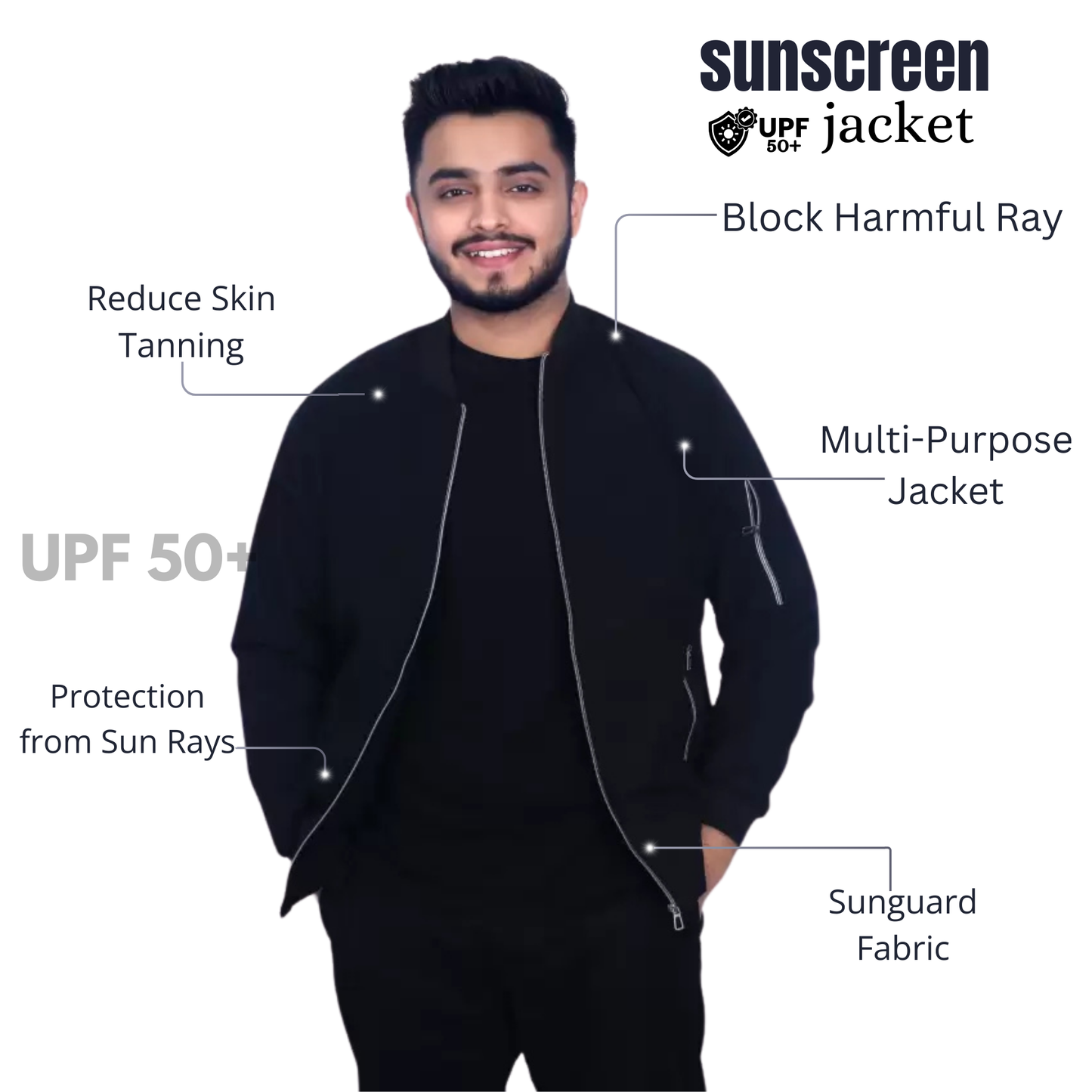 Caraba Men's Sunscreen Jacket | UV Protection, Lightweight Summer Wear, Prevents Sun Tanning, Stylish