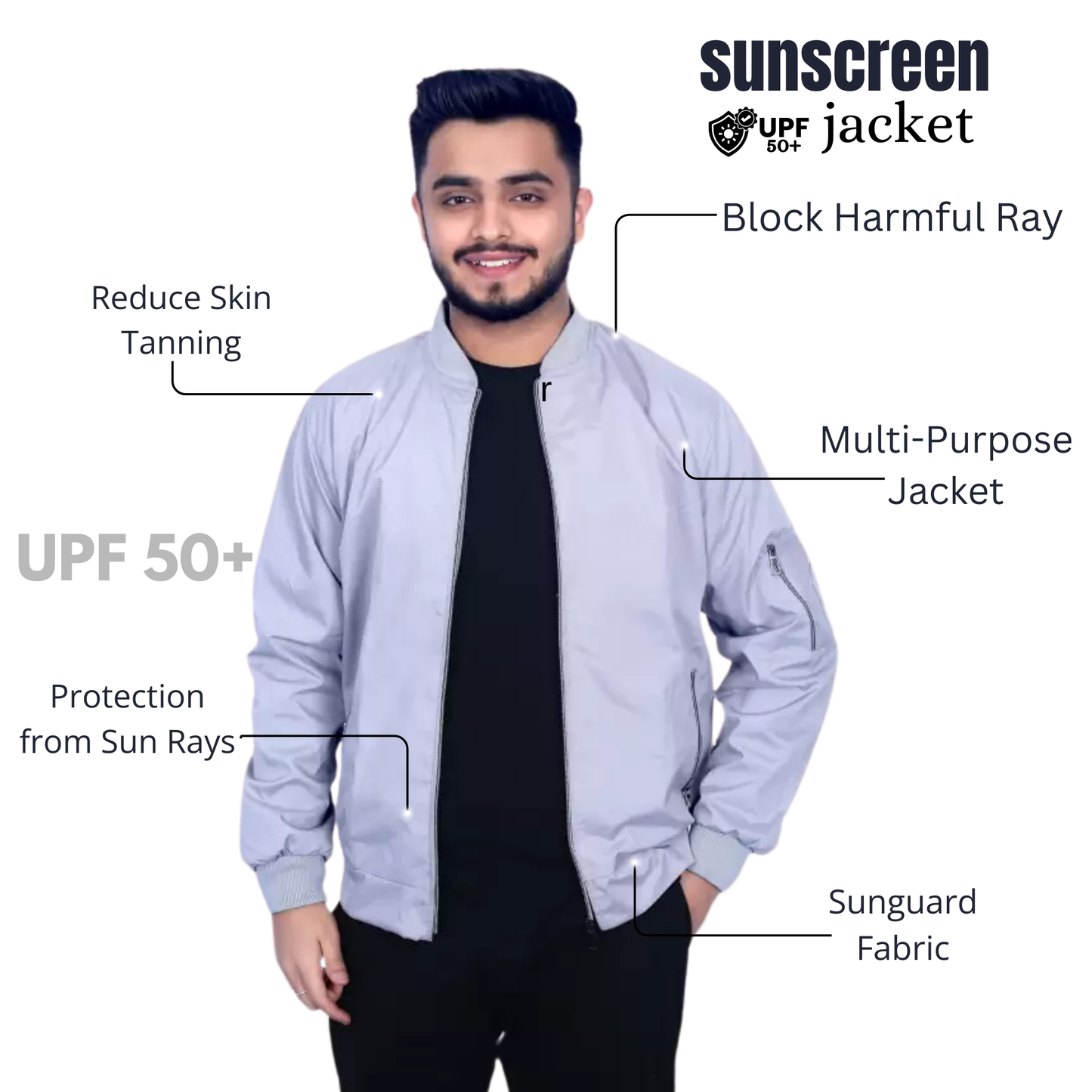 Caraba Men's Sunscreen Jacket | UV Protection, Lightweight Summer Wear, Prevents Sun Tanning, Stylish