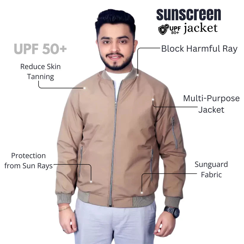 Caraba Mens Bike Riding Jacket - Anti-Tanning & Anti-Dust Protection UPF 50+ Sun Protection Full Sleeves Zipper Jacket