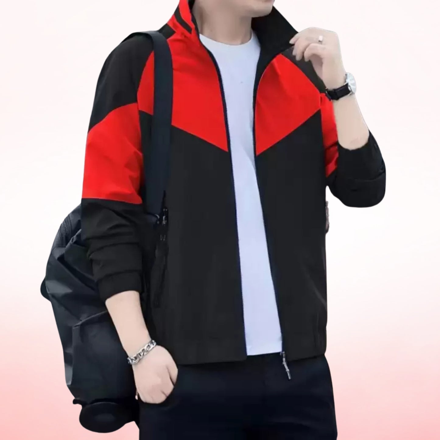 Caraba Colorblock Men's Rain Jacket for Light Rain