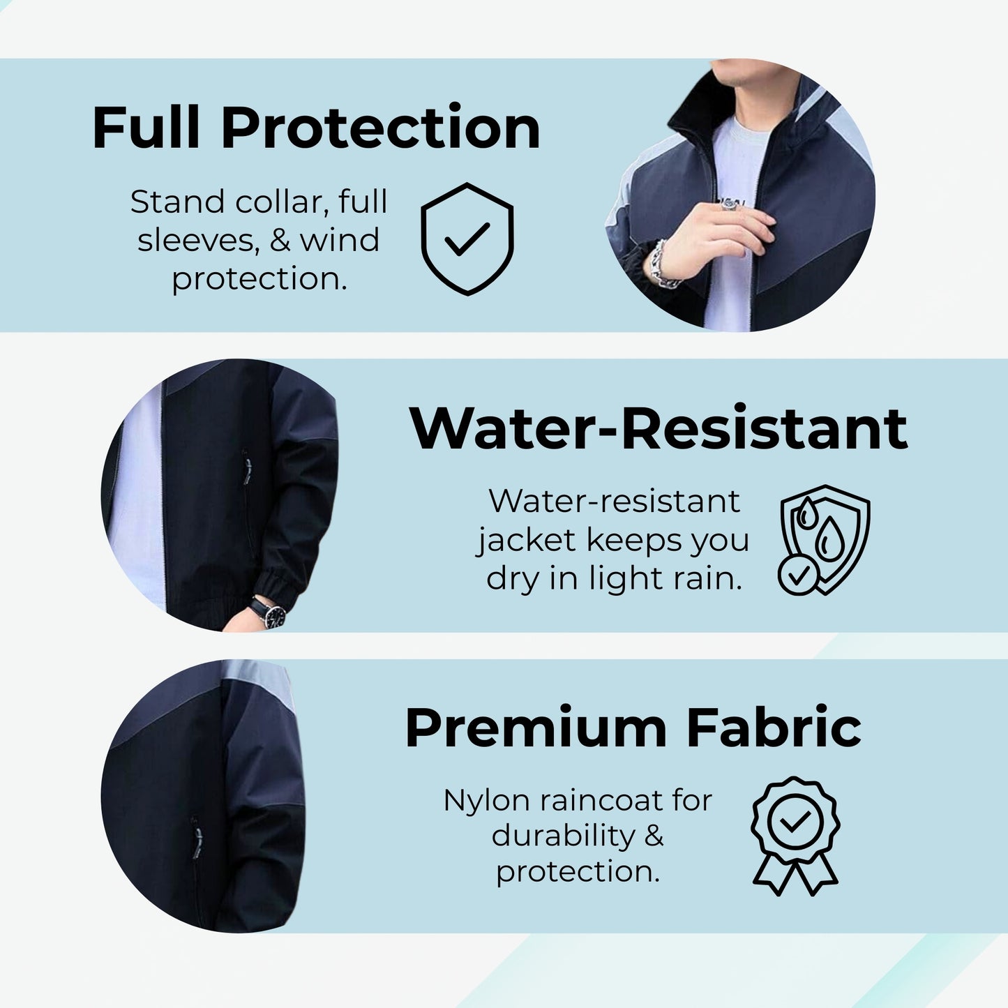 Caraba Men’s Lightweight Water Resistant Rain Jacket – Windproof, Foldable & Travel-Ready