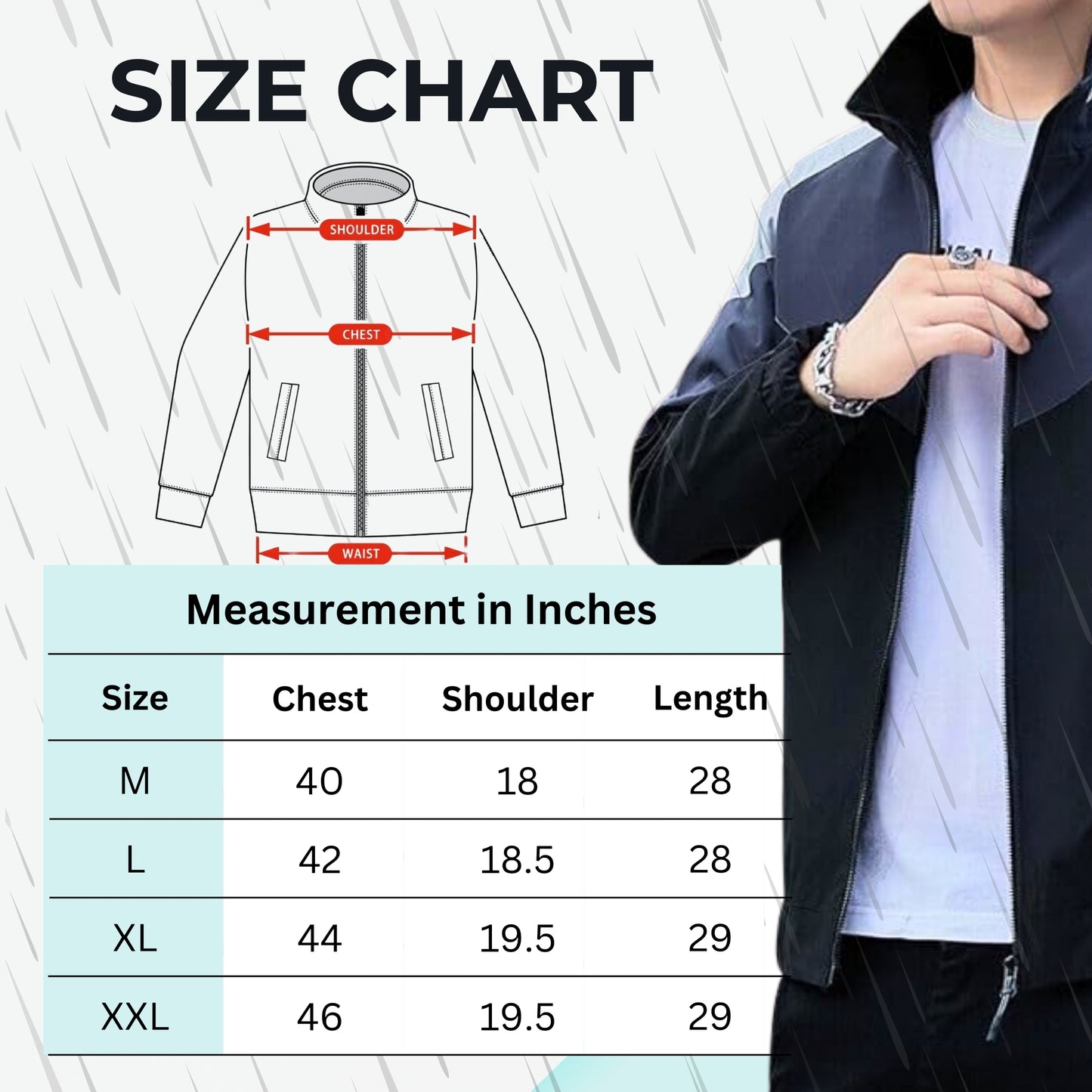 Caraba Men’s Lightweight Water Resistant Rain Jacket – Windproof, Foldable & Travel-Ready