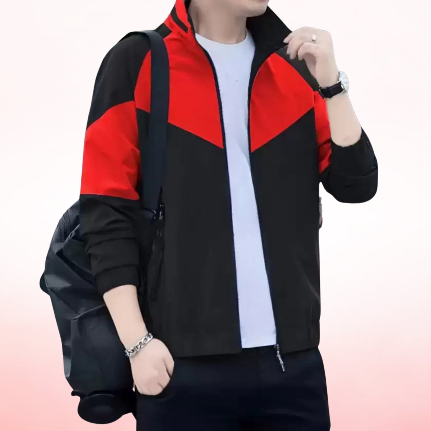 Caraba Colorblock Men's Rain Jacket for Light Rain