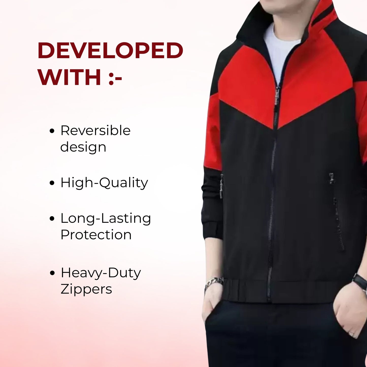 Caraba Colorblock Men's Rain Jacket for Light Rain