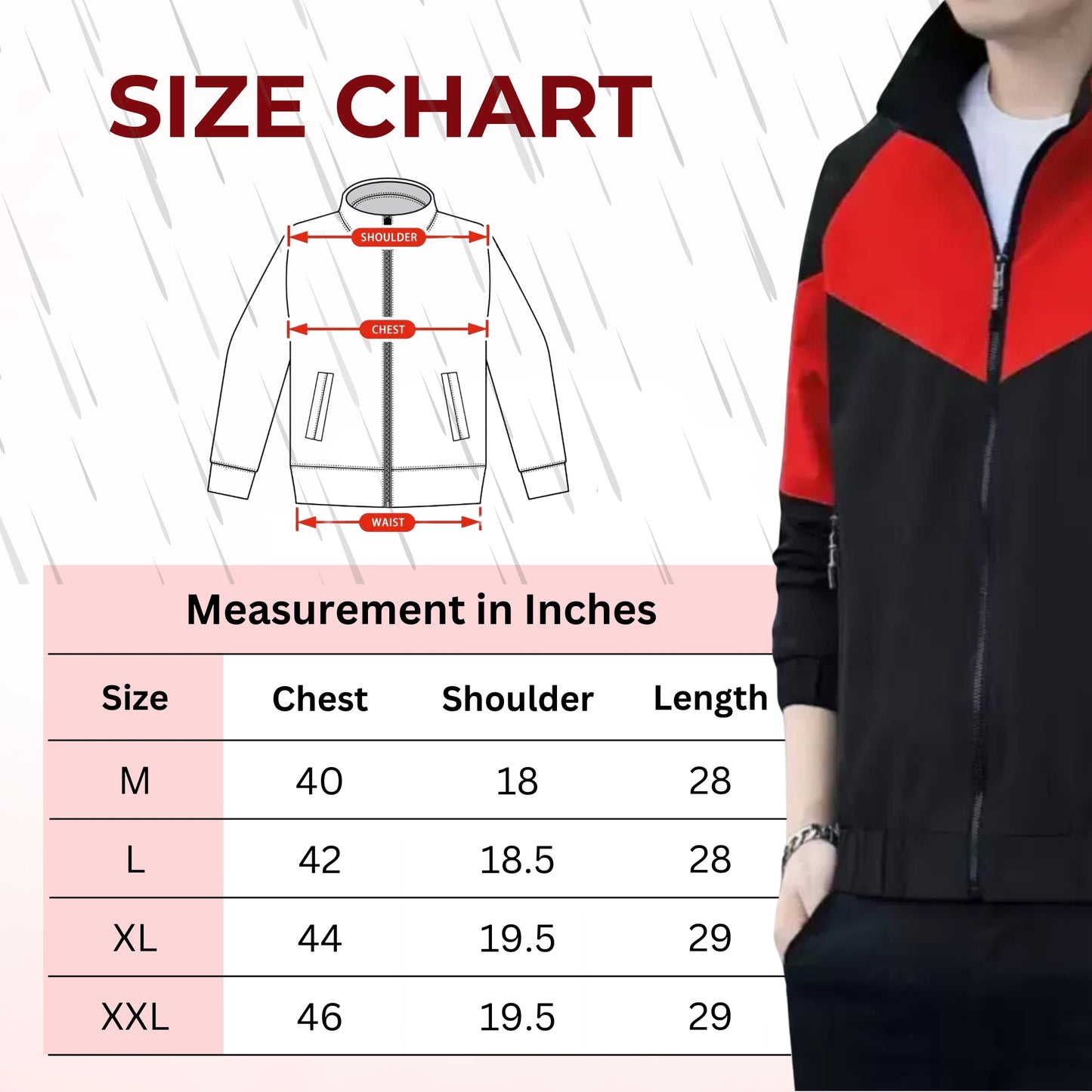 Caraba Colorblock Men's Rain Jacket for Light Rain