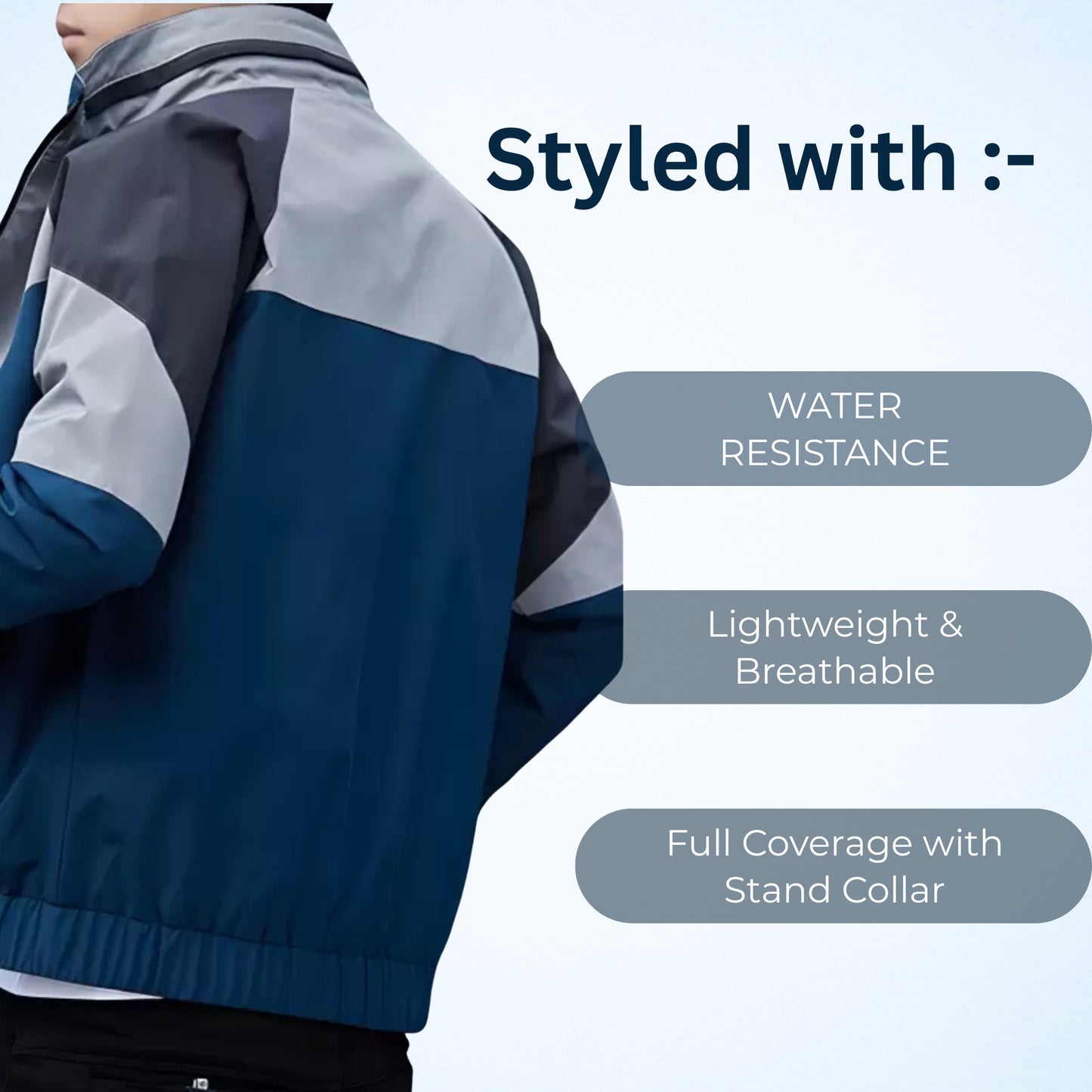 Caraba Men’s Lightweight Water Resistant Rain Jacket – Windproof, Foldable & Travel-Ready