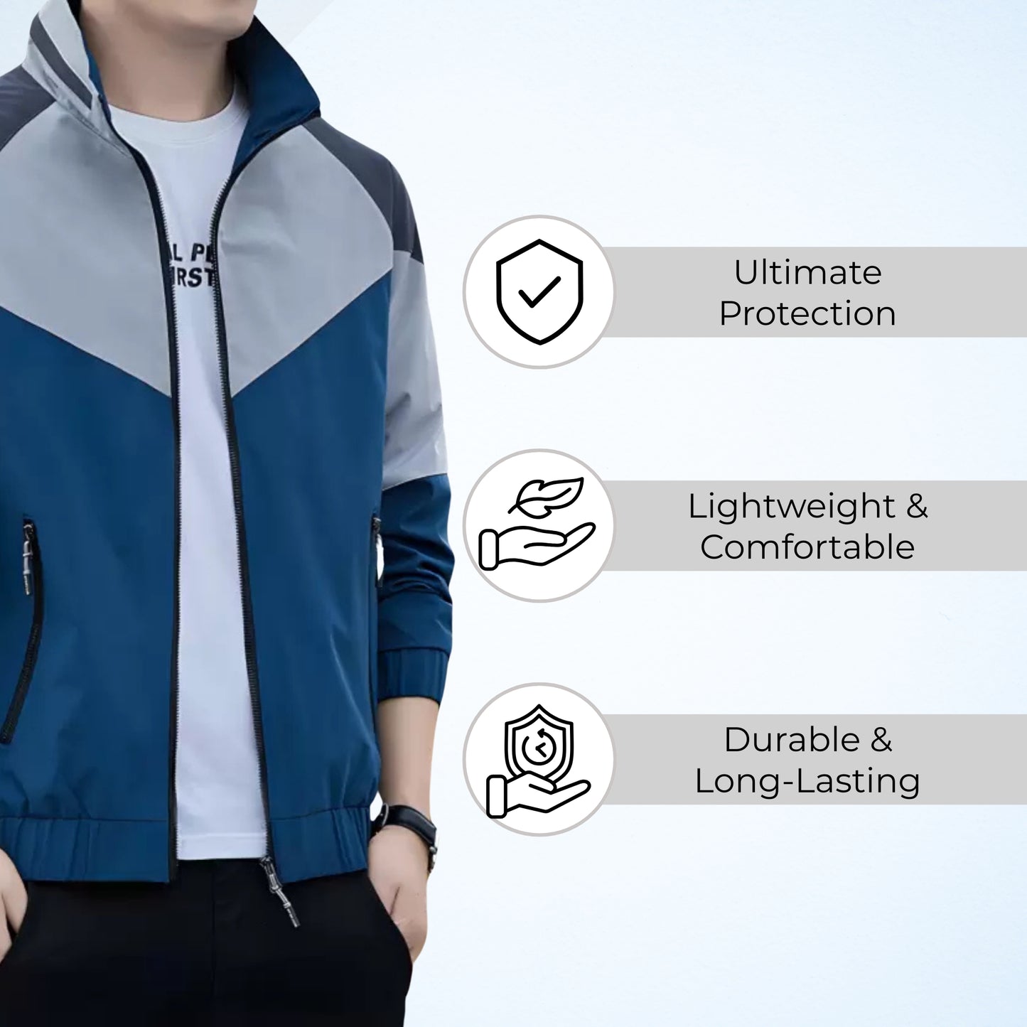 Caraba Men’s Lightweight Water Resistant Rain Jacket – Windproof, Foldable & Travel-Ready