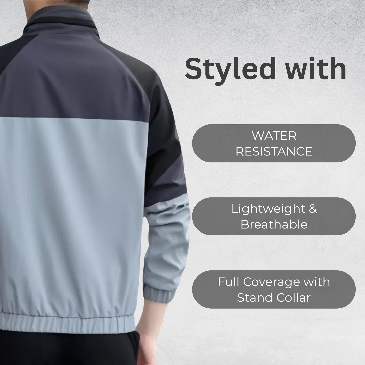 Caraba Men’s Lightweight Water Resistant Rain Jacket – Windproof, Foldable & Travel-Ready