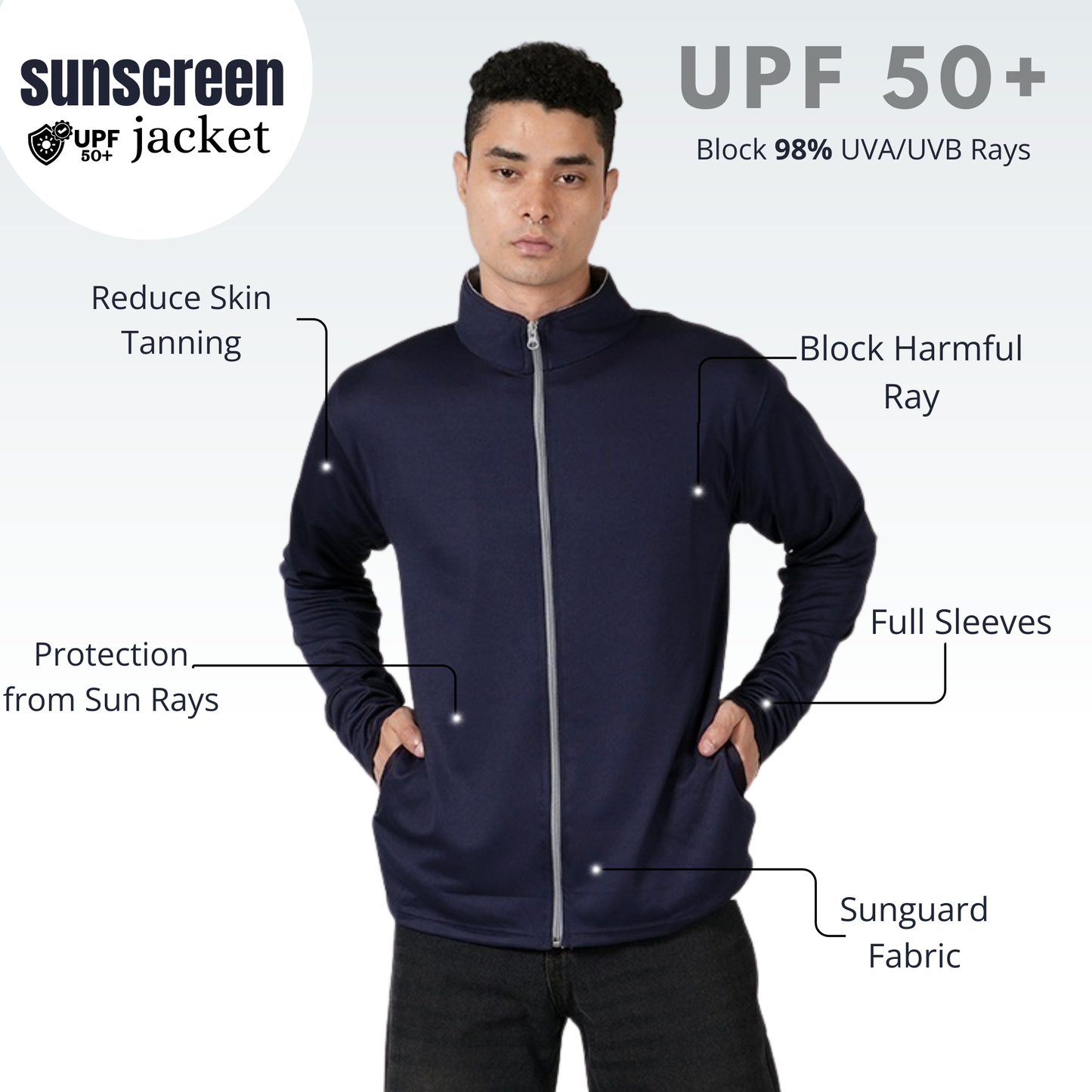 Mens Suncreen Jacket Protect From Harmful UV Rays | Full Sleeves Anti-tanning jacket for Bike Riding