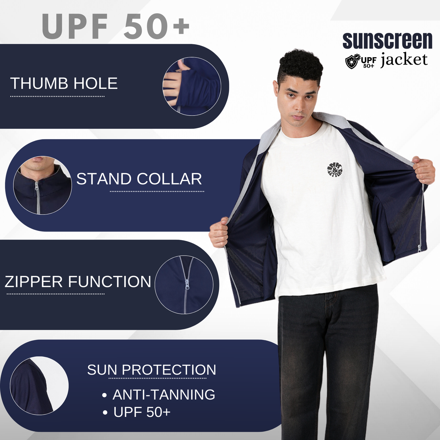 Mens Suncreen Jacket Protect From Harmful UV Rays | Full Sleeves Anti-tanning jacket for Bike Riding