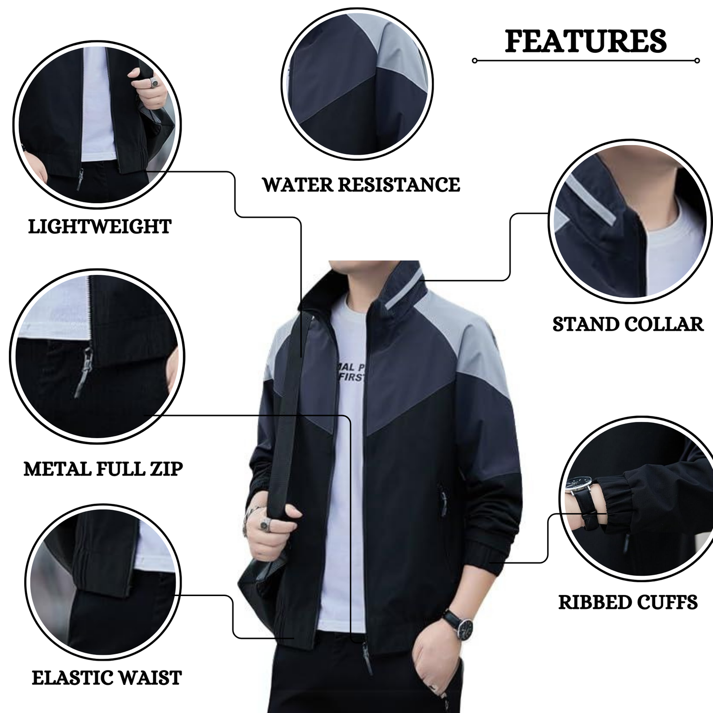 Caraba Mens Stylish Windcheater Jacket for Sport & Outdoor Activity