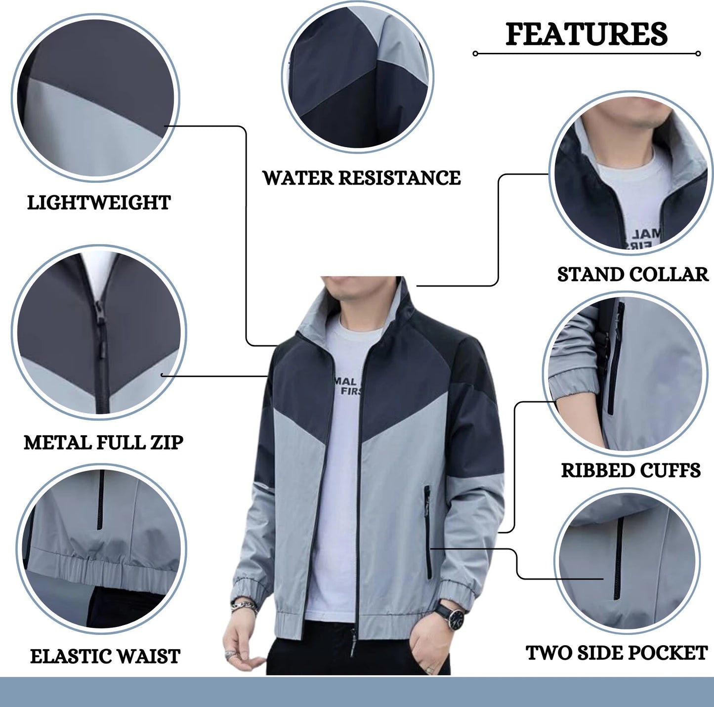 Caraba Mens Stylish Windcheater Jacket for Sport & Outdoor Activity