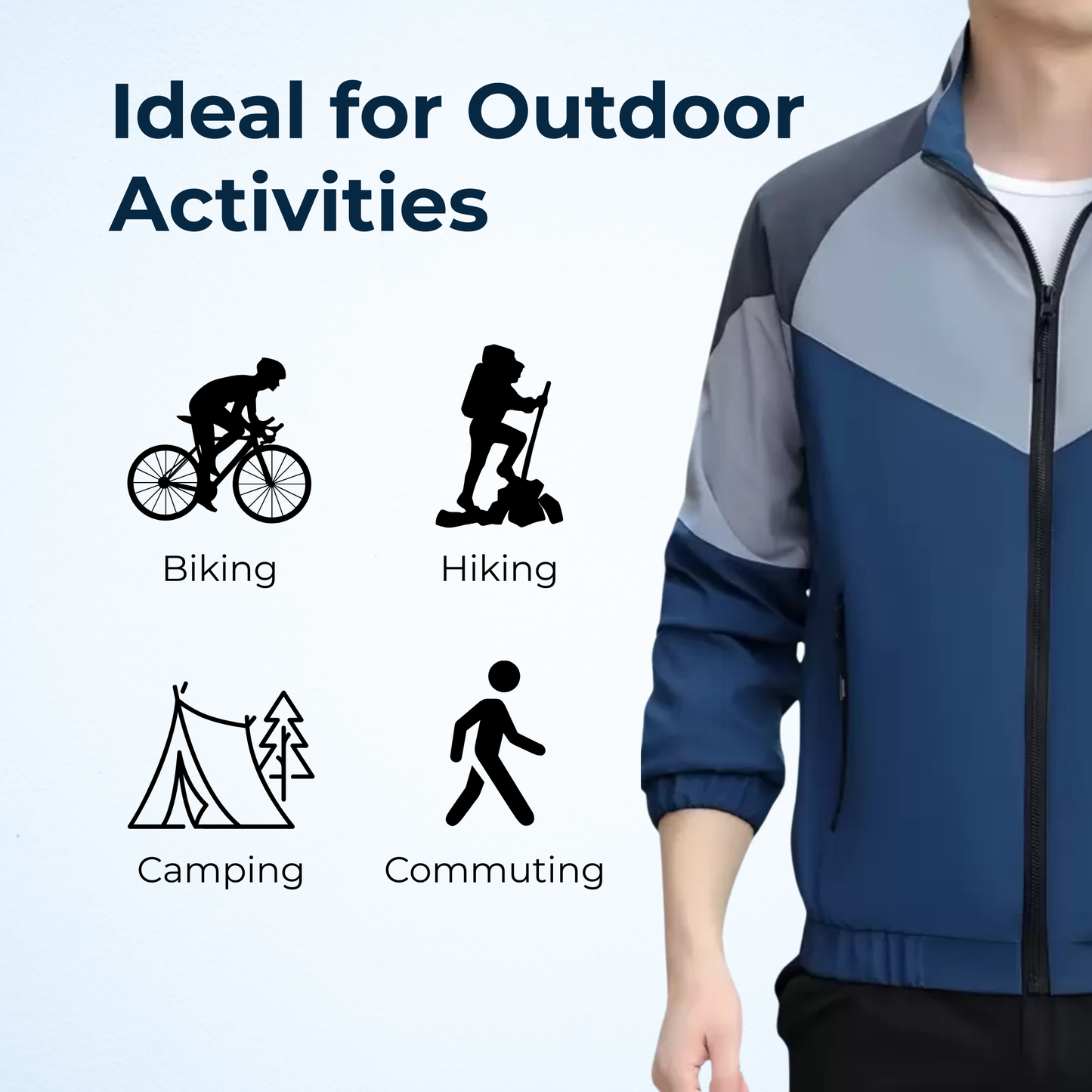 Caraba Men's Colorblock Summer Jacket | Lightweight Windcheater for Light Rain | Full Sleeves, Regular Fit, Stylish Stand Collar