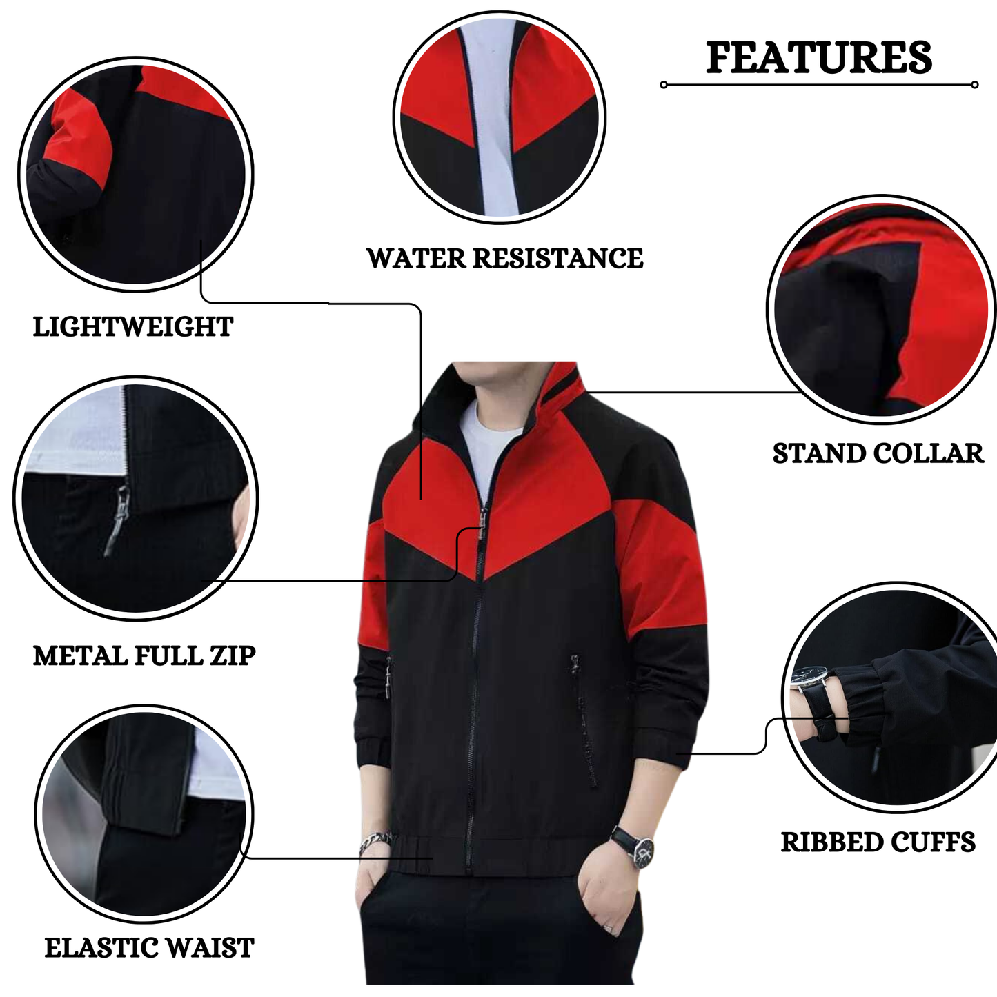 Caraba Mens Stylish Windcheater Jacket for Sport & Outdoor Activity