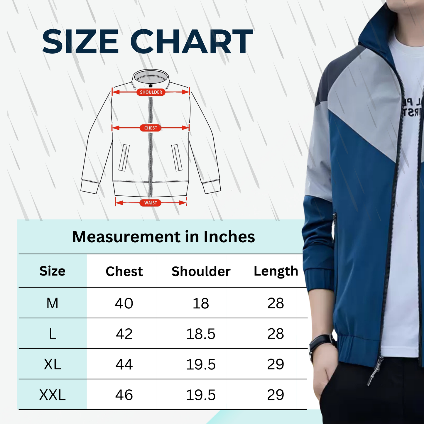 Caraba Men's Colorblock Summer Jacket | Lightweight Windcheater for Light Rain | Full Sleeves, Regular Fit, Stylish Stand Collar