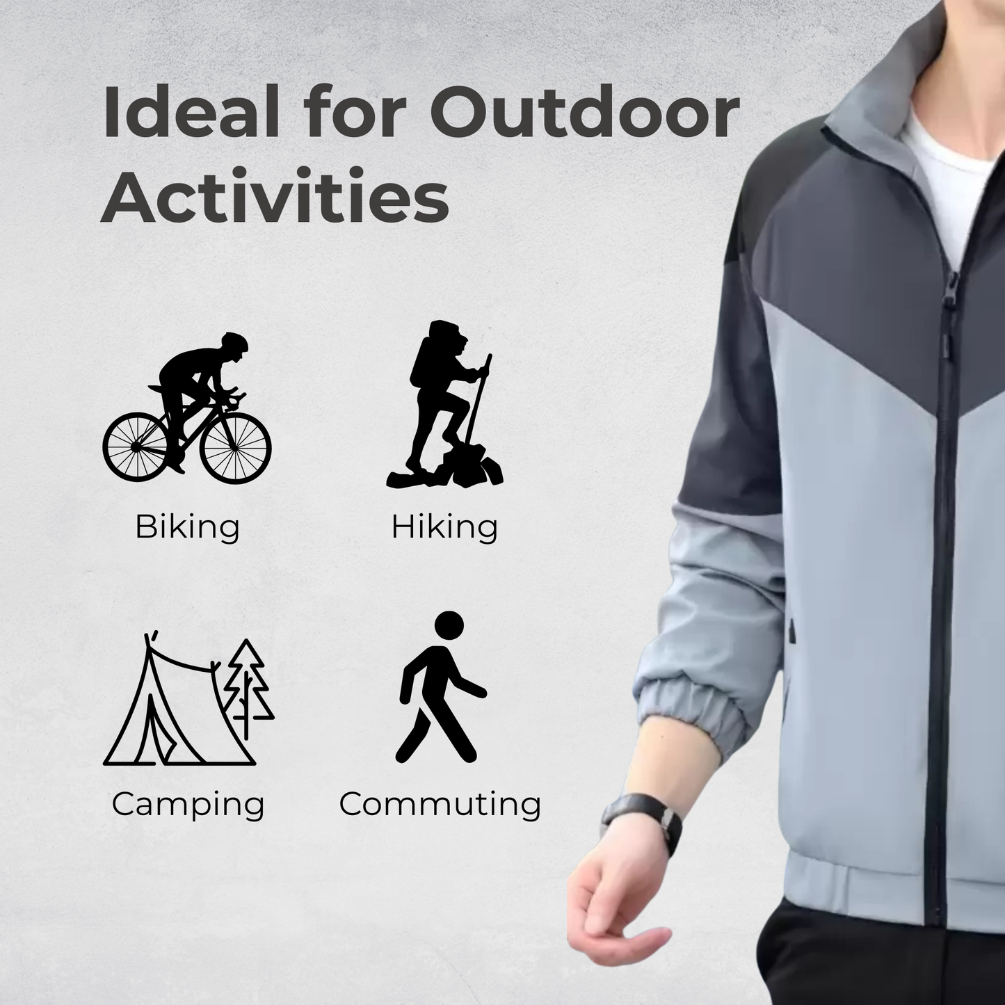 Caraba Men's Colorblock Summer Jacket | Lightweight Windcheater for Light Rain | Full Sleeves, Regular Fit, Stylish Stand Collar