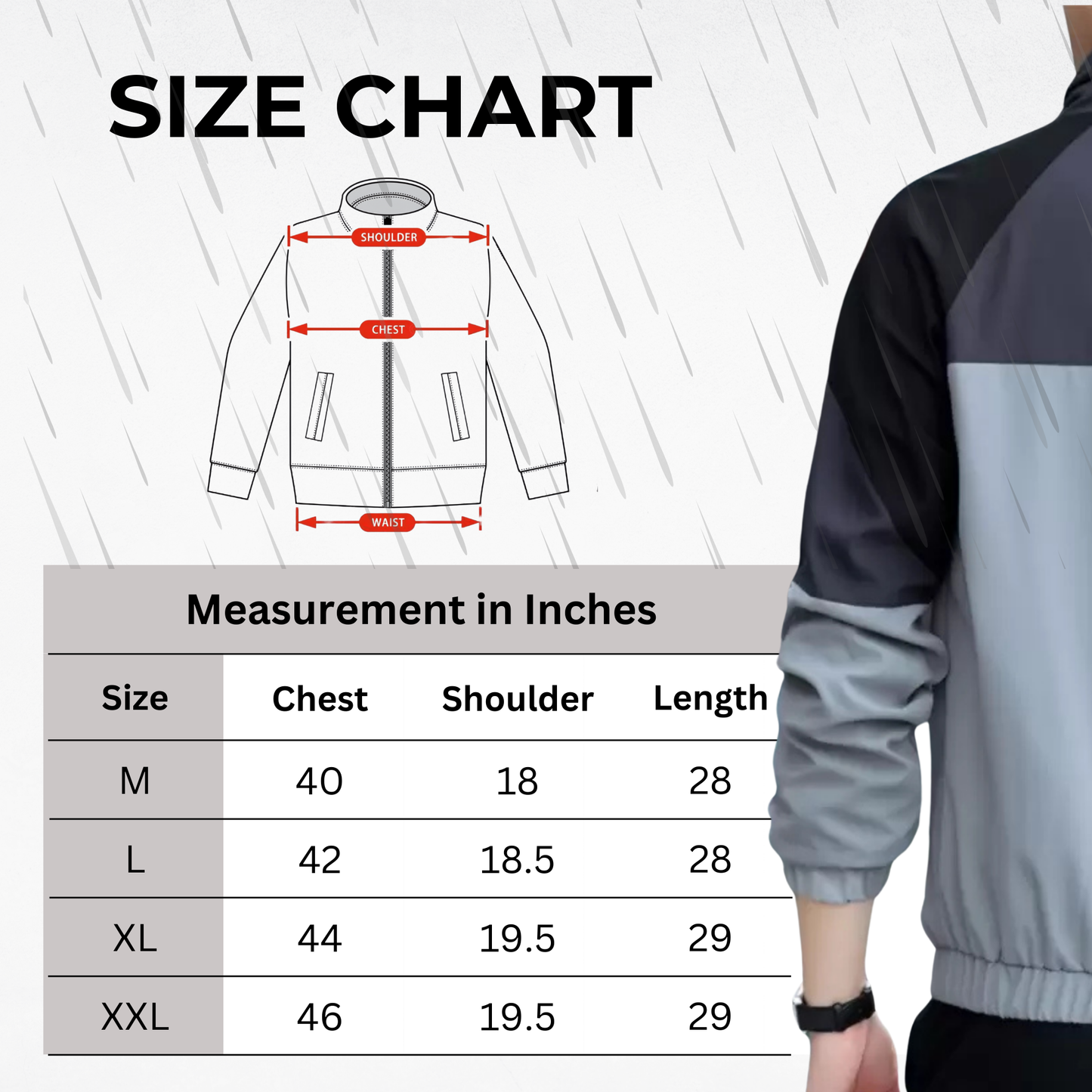 Caraba Men's Colorblock Summer Jacket | Lightweight Windcheater for Light Rain | Full Sleeves, Regular Fit, Stylish Stand Collar