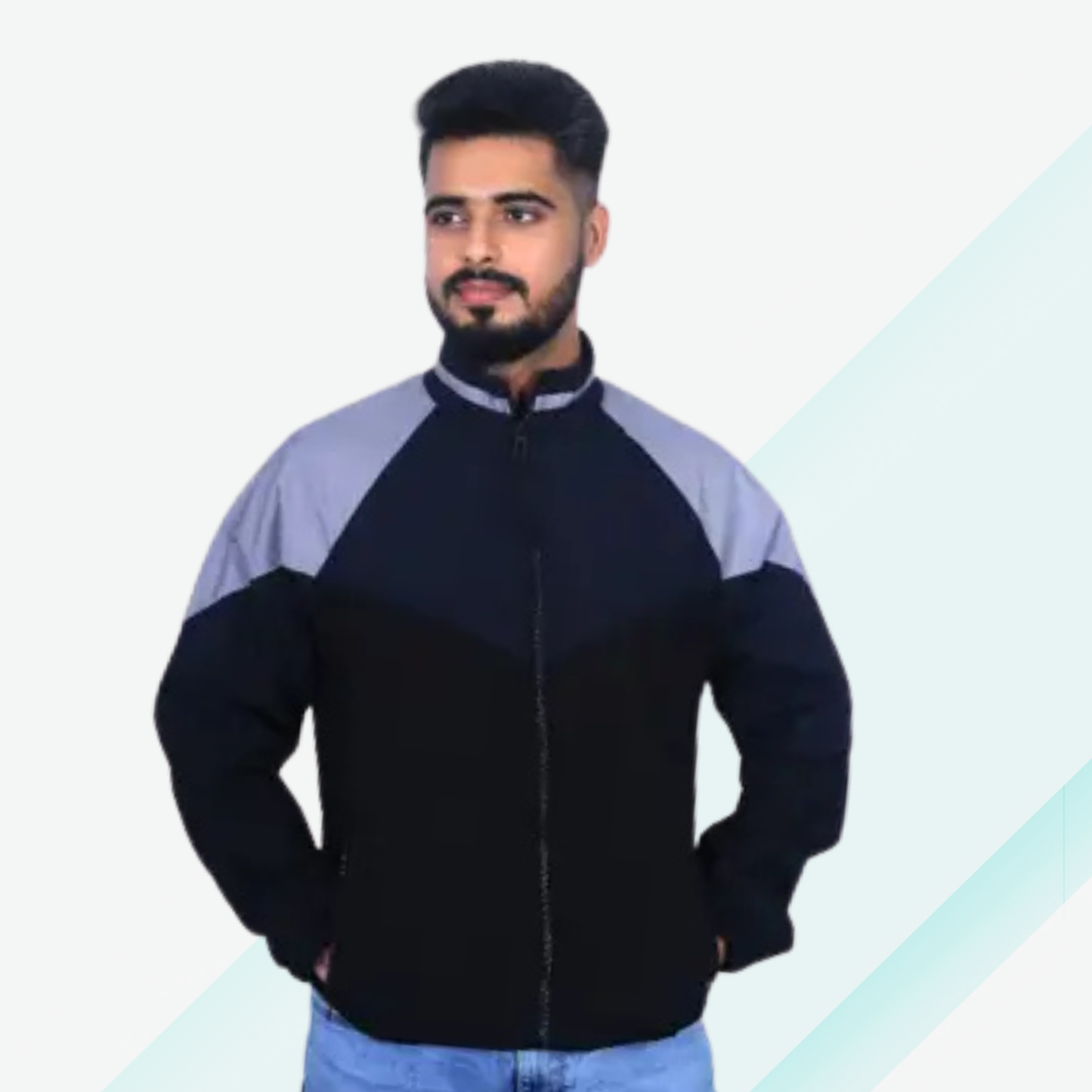 Caraba Men's Colorblock Light Rain Jacket | Lightweight Windcheater for Light Rain | Full Sleeves, Regular Fit, Stylish Stand Collar
