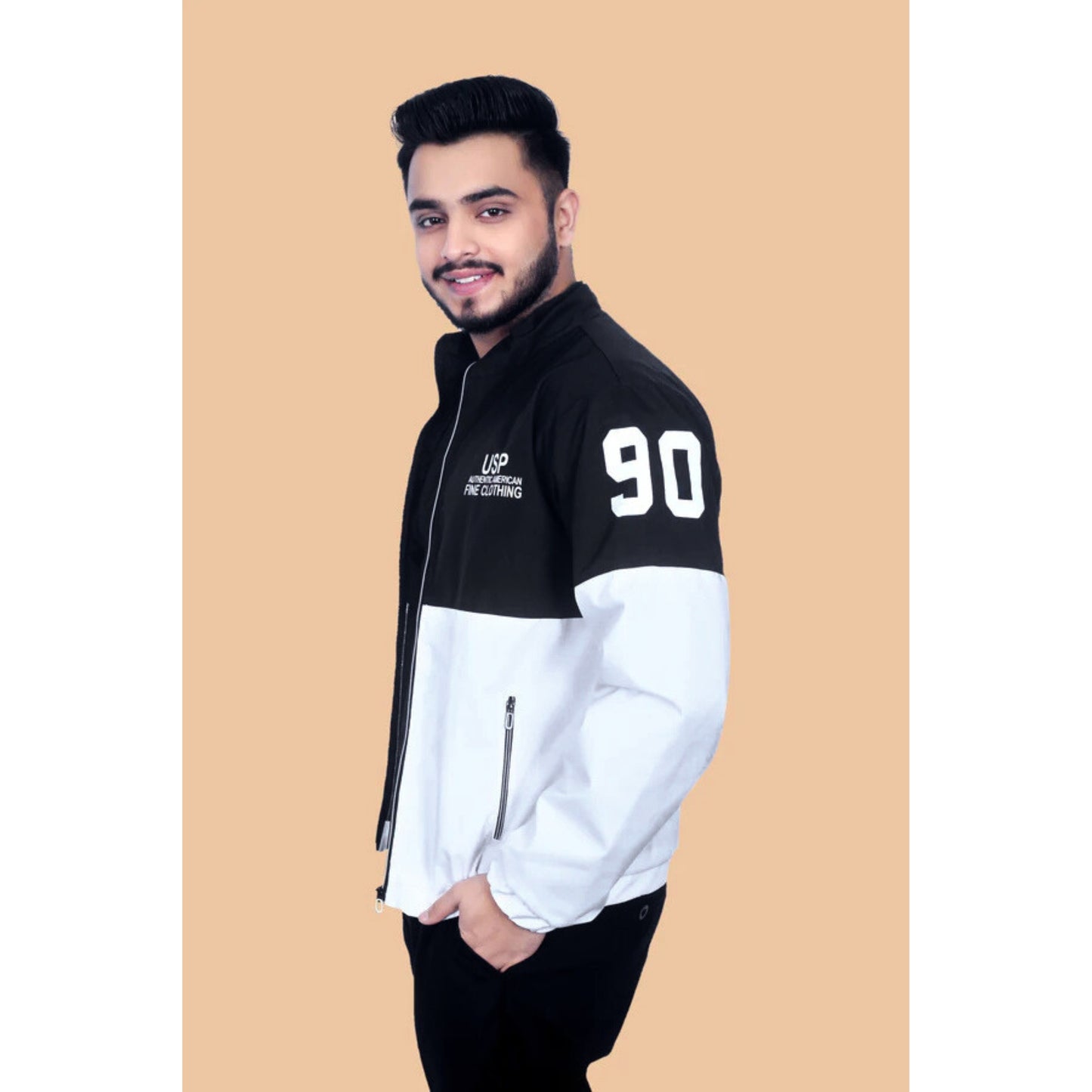 Caraba Men's Colorblock Light Rain Jacket | Stylish Nylon Windcheater | Full Sleeve Zip-Up Jacket with Stand Collar | Casual Sportswear