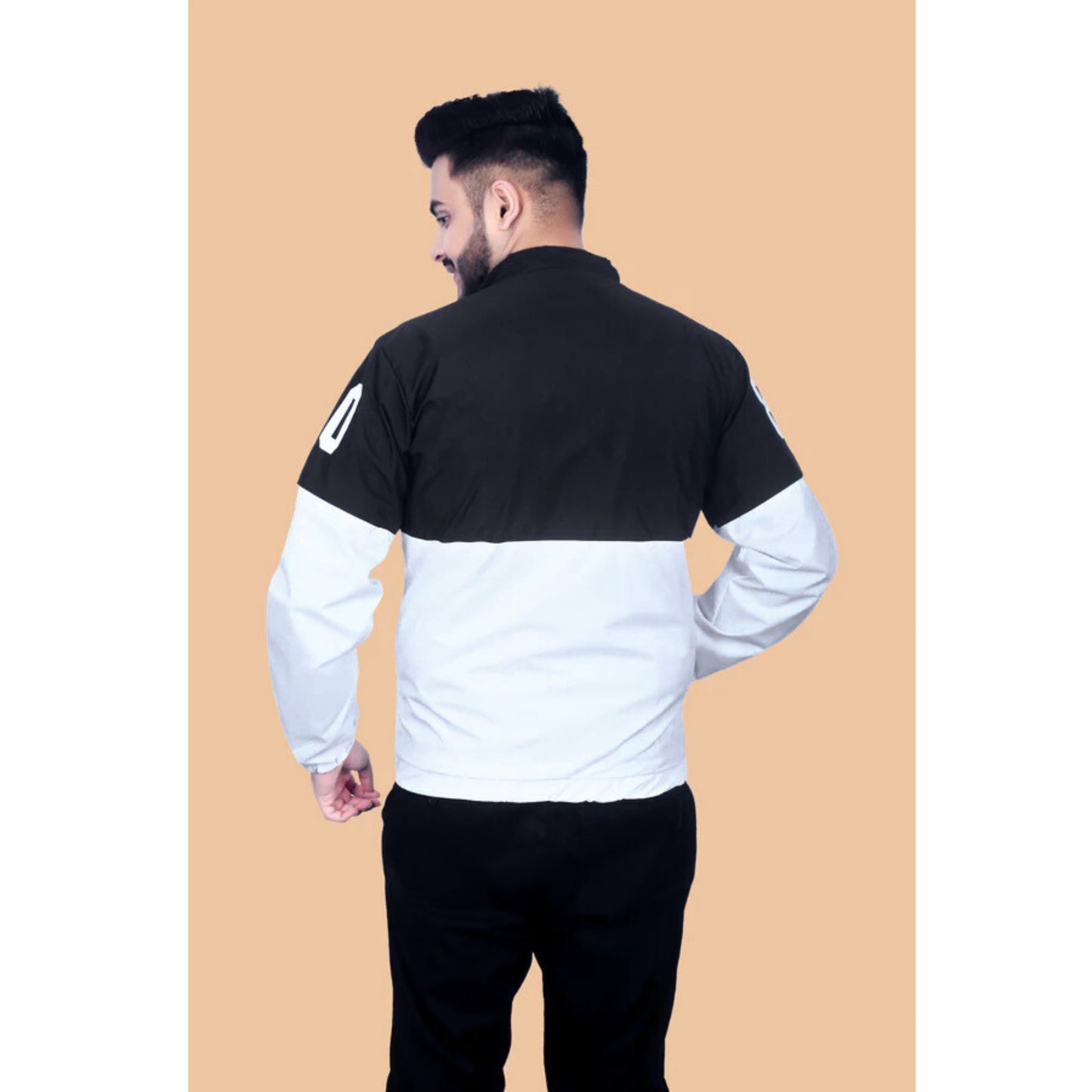 Caraba Men's Colorblock Light Rain Jacket | Stylish Nylon Windcheater | Full Sleeve Zip-Up Jacket with Stand Collar | Casual Sportswear