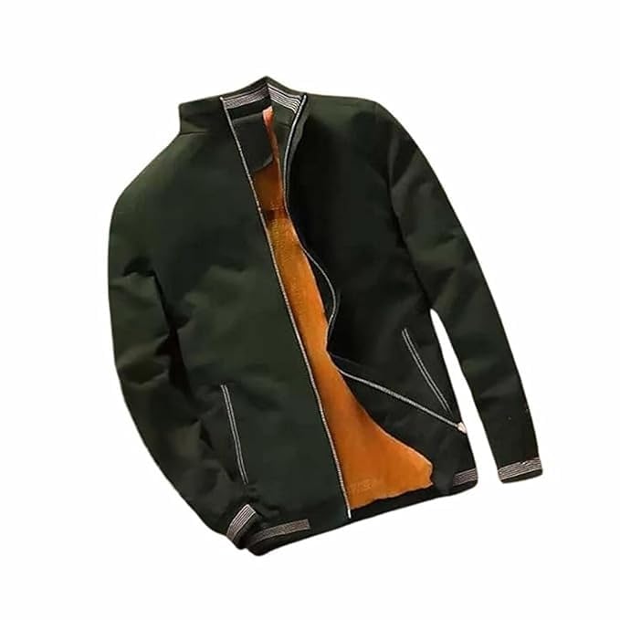 Caraba Mens Jackets for Winter, Lightweight Bomber Jacket, Full Sleeve, Regular Fit, Stylish Stand Collar, Zipper Closure jacket