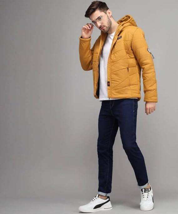 Men's Regular Fit Quilted Bomber Jacket With Hooded
