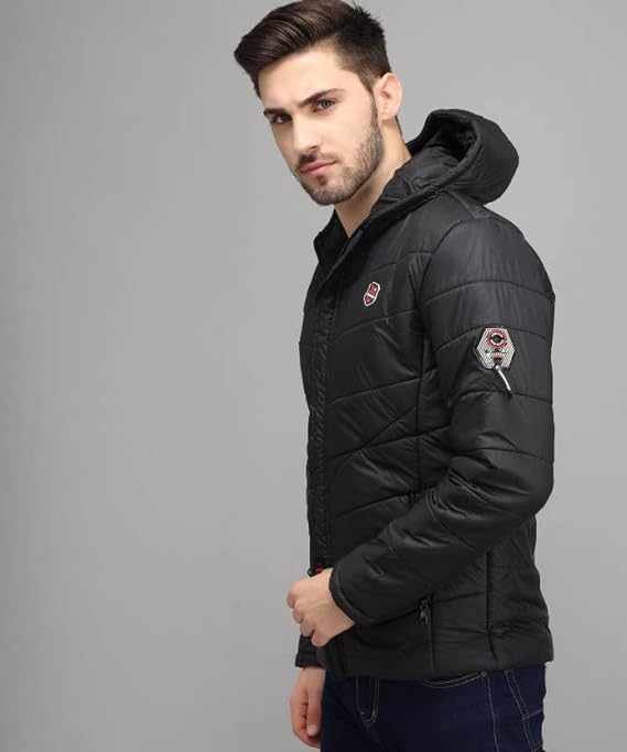 Men's Regular Fit Quilted Bomber Jacket With Hooded