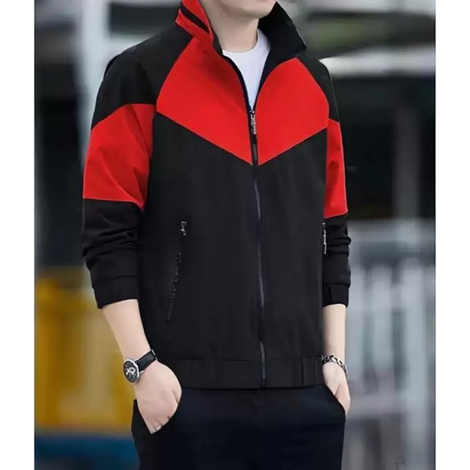 Caraba Mens Jackets for Winter, Lightweight Windcheater Jacket, Full Sleeves, Regular Fit, Stylish Stand Collar, Zipper Closure