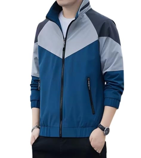 Caraba Mens Jackets for Winter, Lightweight Windcheater Jacket, Full Sleeves, Regular Fit, Stylish Stand Collar, Zipper Closure