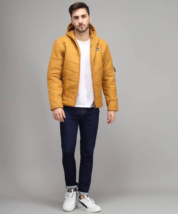 Men's Standard Length Polyester Regular Quilted Bomber Jacket
