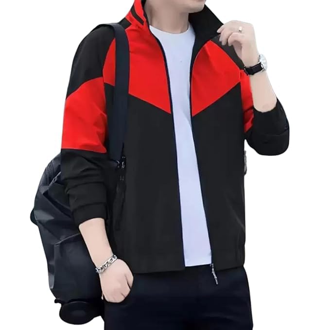 Caraba Mens Jackets for Winter, Lightweight Windcheater Jacket, Full Sleeves, Regular Fit, Stylish Stand Collar, Zipper Closure