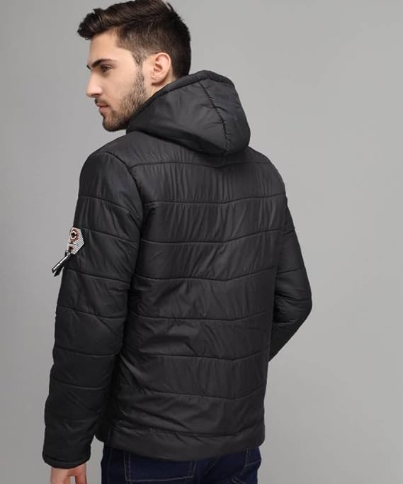 Men's Regular Fit Quilted Bomber Jacket With Hooded