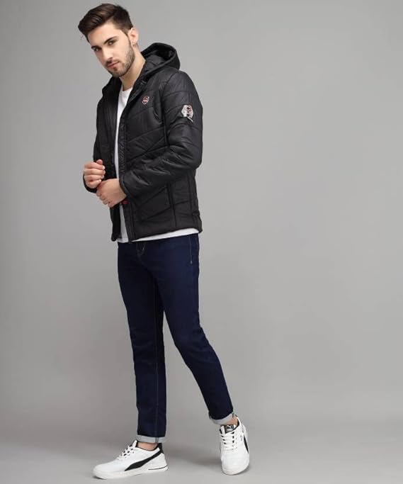 Men's Regular Fit Quilted Bomber Jacket With Hooded