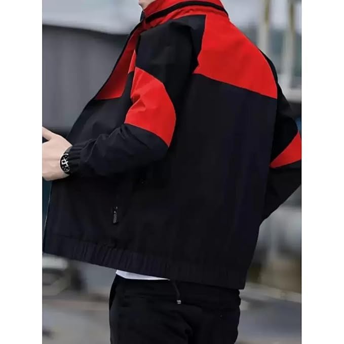 Caraba Mens Jackets for Winter, Lightweight Windcheater Jacket, Full Sleeves, Regular Fit, Stylish Stand Collar, Zipper Closure