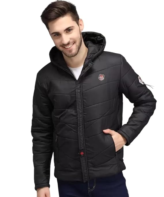 Men's Regular Fit Quilted Bomber Jacket With Hooded