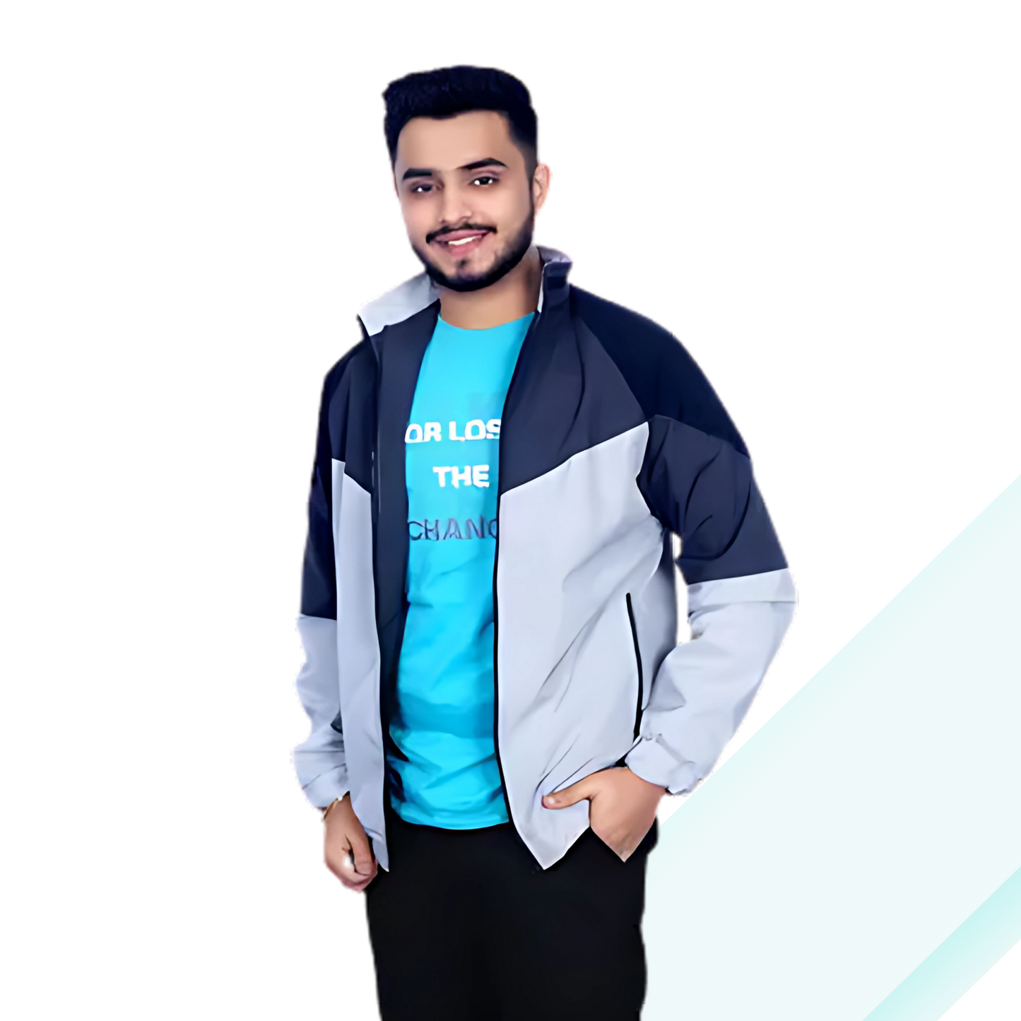 Caraba Men's Colorblock Light Rain Jacket | Lightweight Windcheater for Light Rain | Full Sleeves, Regular Fit, Stylish Stand Collar