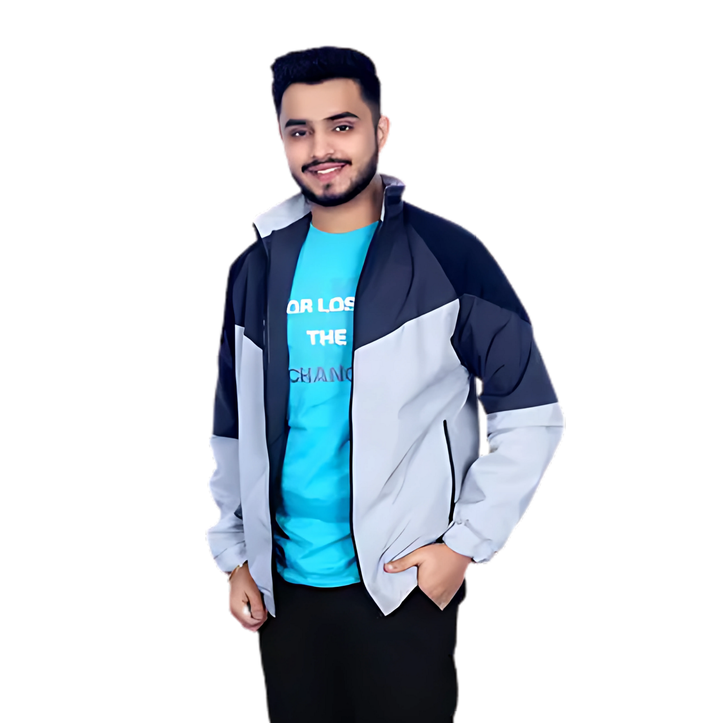 Caraba Men's Colorblock Light Rain Jacket | Lightweight Windcheater for Light Rain | Full Sleeves, Regular Fit, Stylish Stand Collar