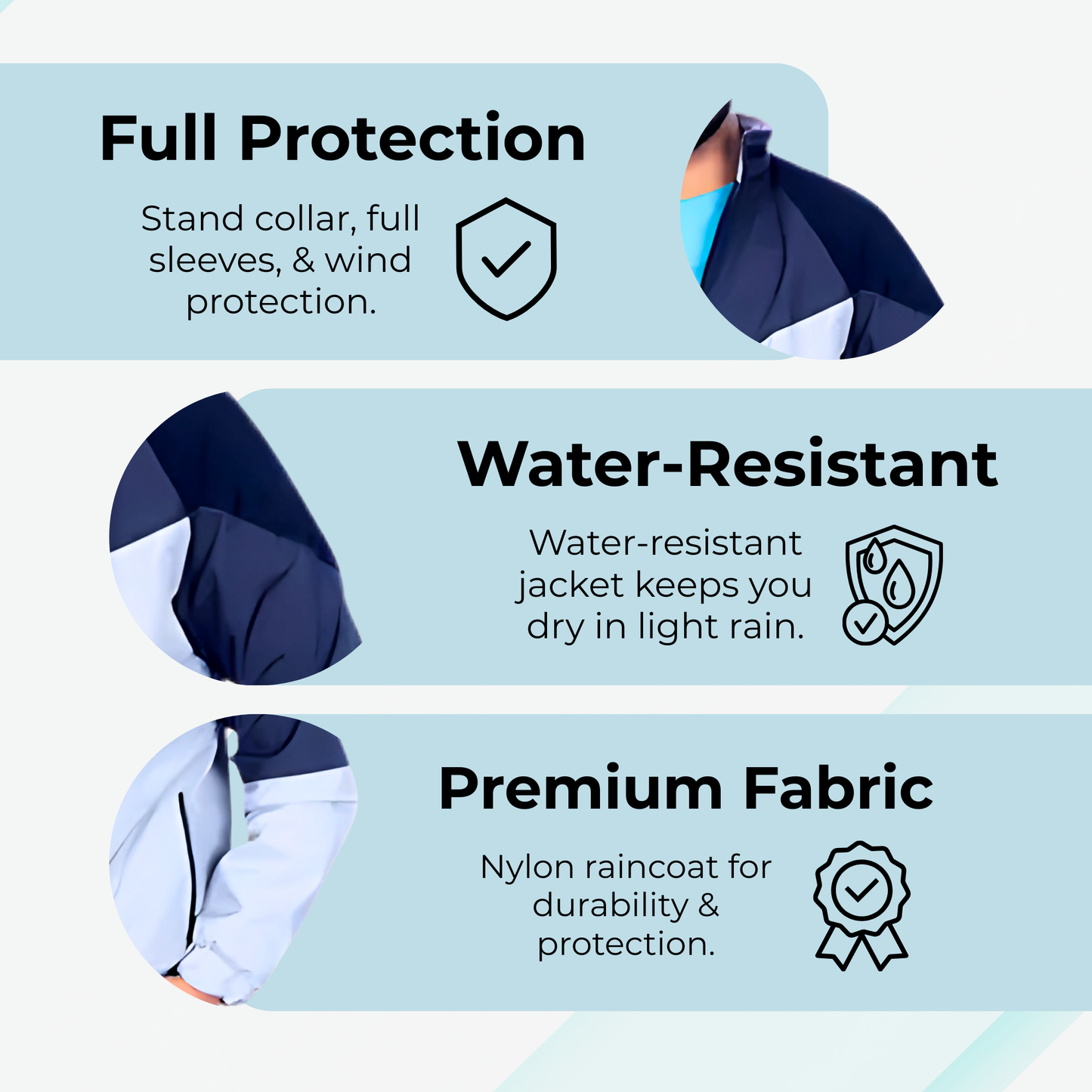 Caraba Men's Colorblock Light Rain Jacket | Lightweight Windcheater for Light Rain | Full Sleeves, Regular Fit, Stylish Stand Collar