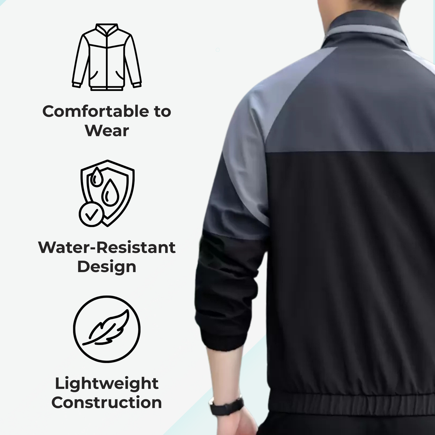 Caraba Jacket for Summer, Lightweight & Regular Fit, Full Sleeves, Stylish Stand Collar Colorblock Men Wind Cheater