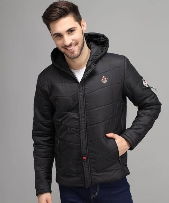 Men's Regular Fit Quilted Bomber Jacket With Hooded