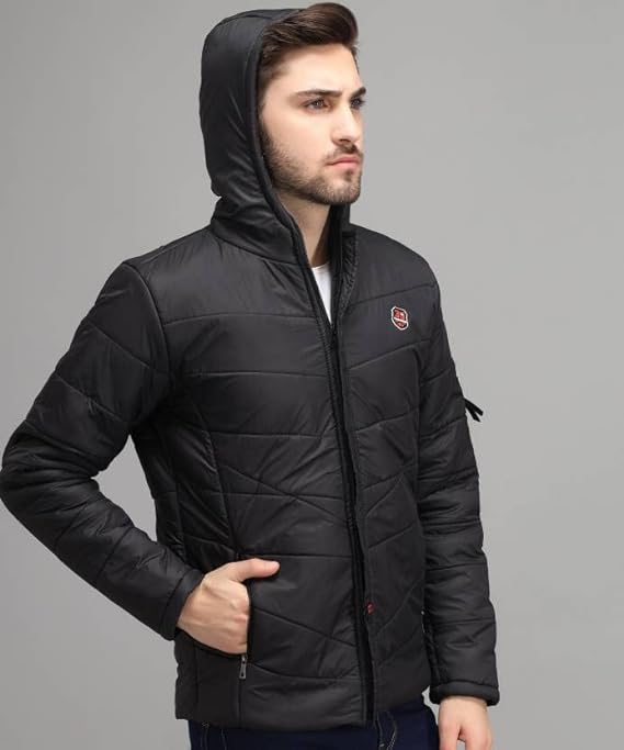 Men's Regular Fit Quilted Bomber Jacket With Hooded