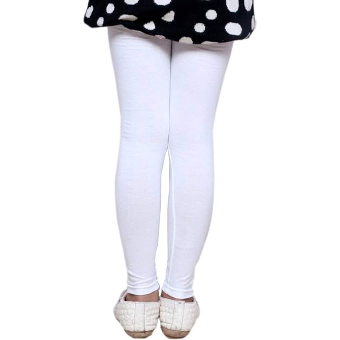 Plain Ankle Length Cotton Leggings for Kids & Girls Pack of 4