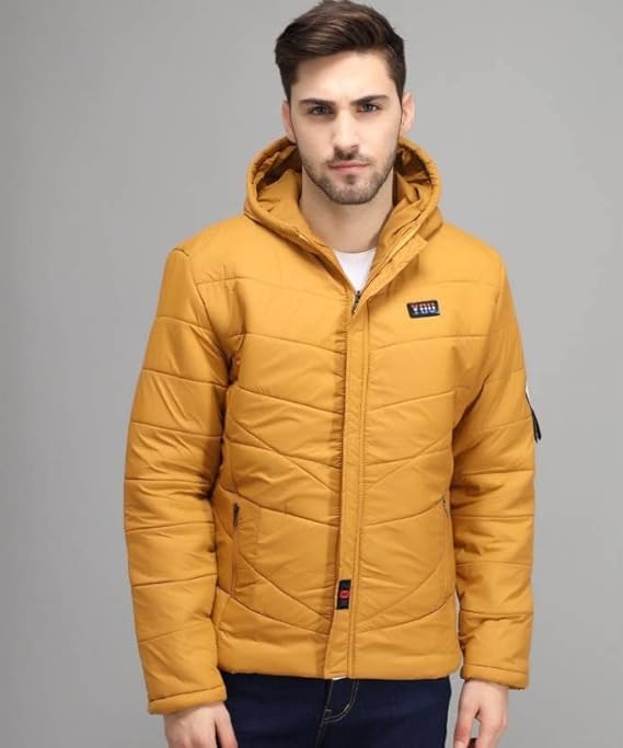 Men's Regular Fit Quilted Bomber Jacket With Hooded