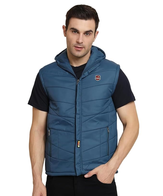 Men's Quilted Sleeveless Zippered Bomber Jacket