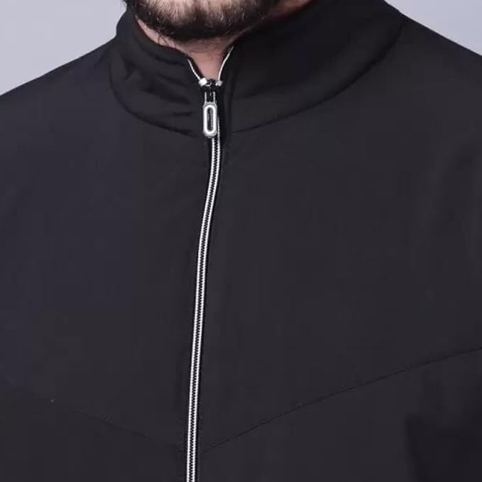 Caraba Men's Lightweight Nylon Jacket for Winter Season| Full Sleeves Zipper Function, Stand Collar Jacket for Bike Riding, Sports & Travel