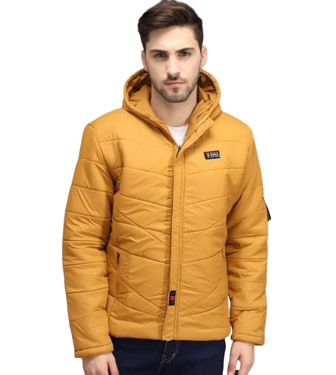 Men's Regular Fit Quilted Bomber Jacket With Hooded