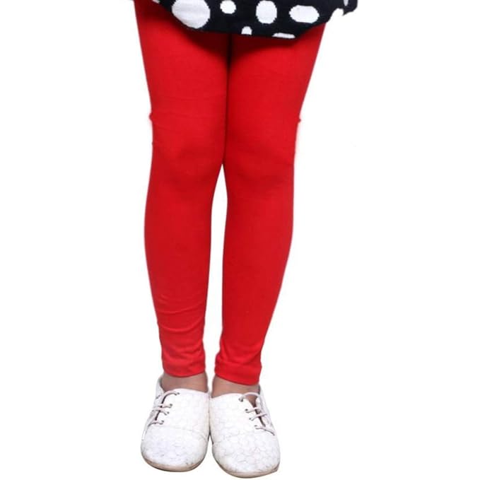 Plain Ankle Length Cotton Leggings for Kids & Girls Pack of 4